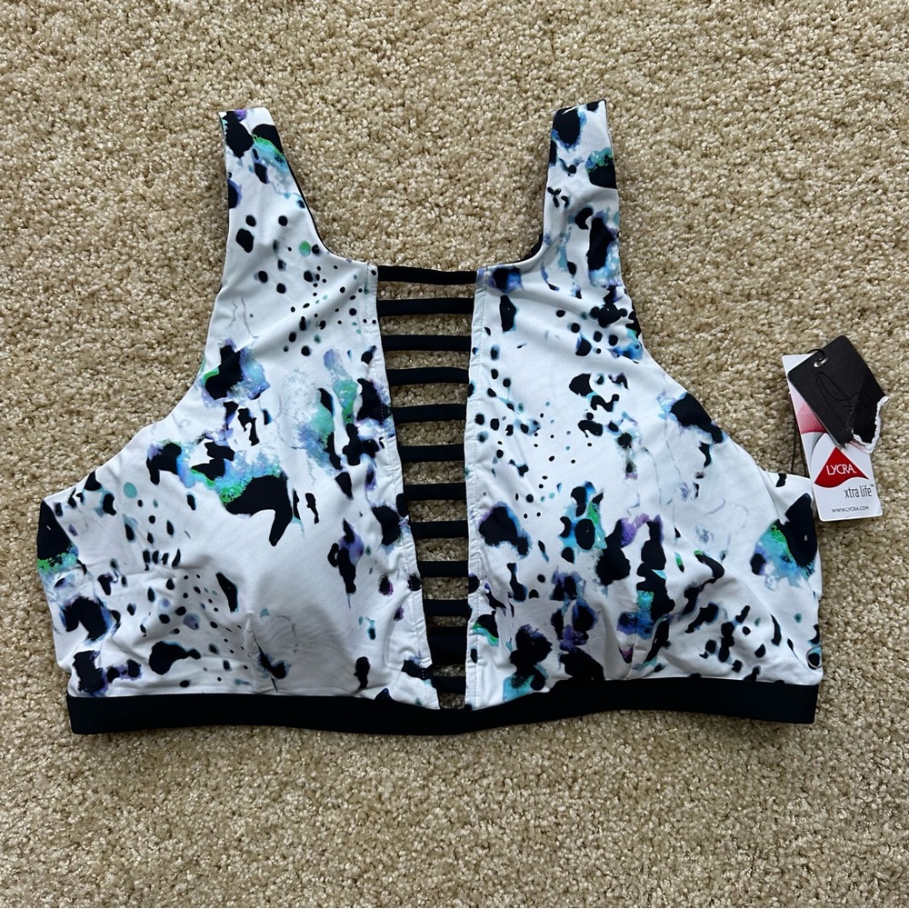 Calia by Carrie Underwood Bikini Top XL‎ Ladder Front Abstract Print NWT